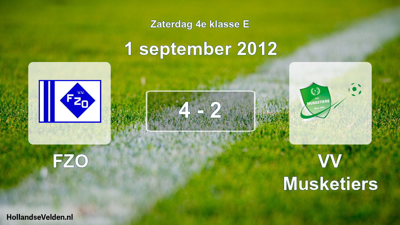 Total number of matches played: FZO - VV Musketiers 4 - 2 (1 September 2012)