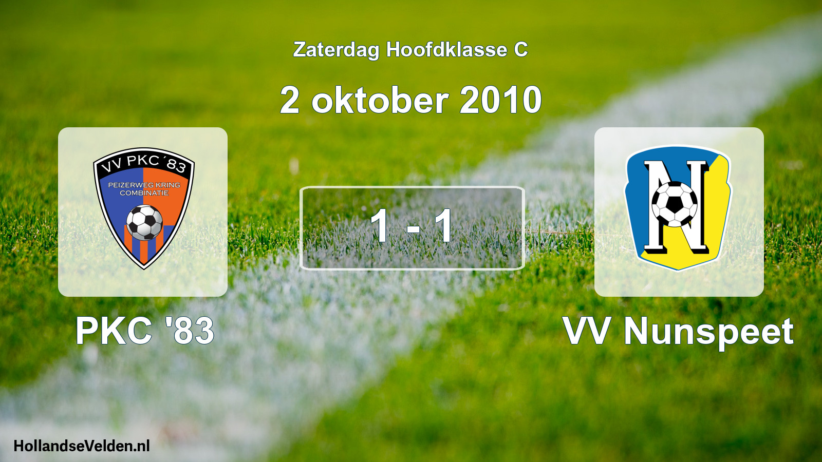 Total number of matches played: PKC '83 - VV Nunspeet 1 - 1 (2 October 2010)