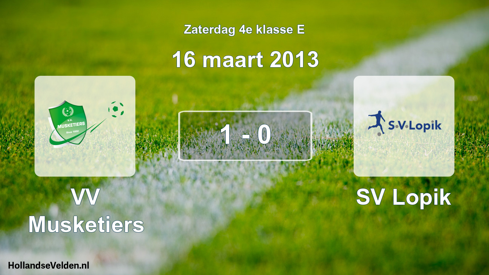 Total number of matches played: VV Musketiers - SV Lopik 1 - 0 (16 March 2013)