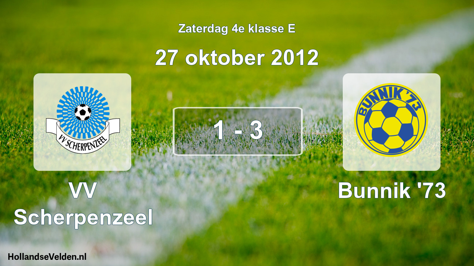 Total number of matches played: VV Scherpenzeel - Bunnik '73 1 - 3 (27 October 2012)