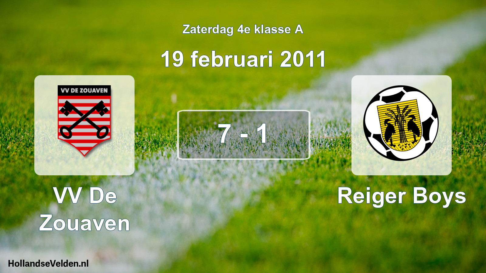 Total number of matches played: VV De Zouaven - Reiger Boys 7 - 1 (19 February 2011)