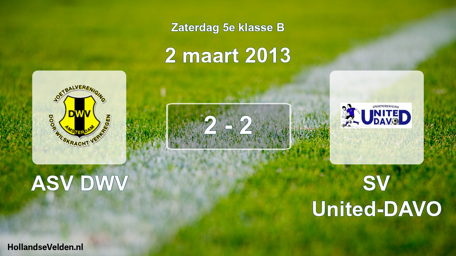 Total number of matches played: ASV DWV - SV United-DAVO 2 - 2 (2 March 2013)