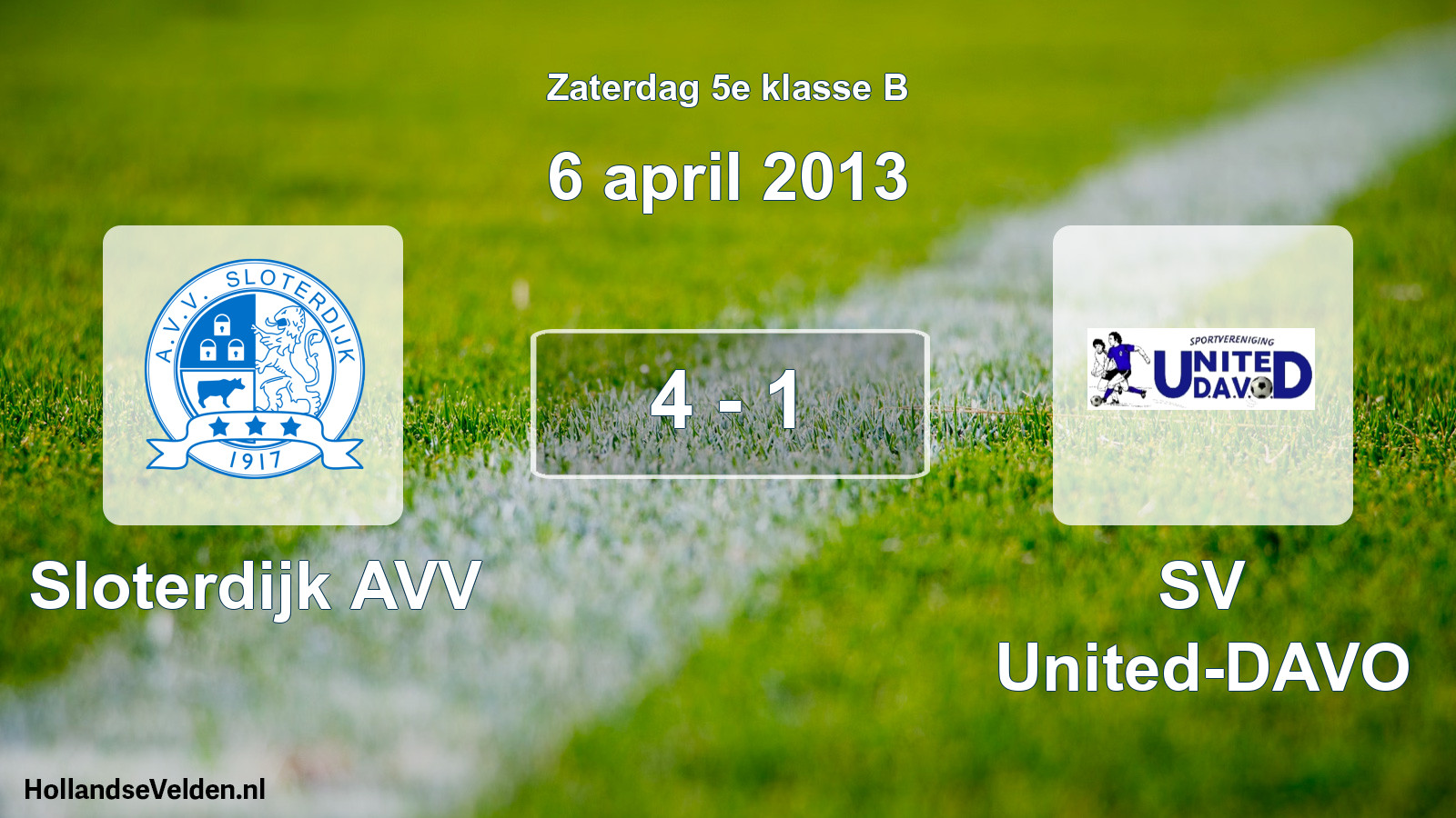 Total number of matches played: Sloterdijk AVV - SV United-DAVO 4 - 1 (6 April 2013)