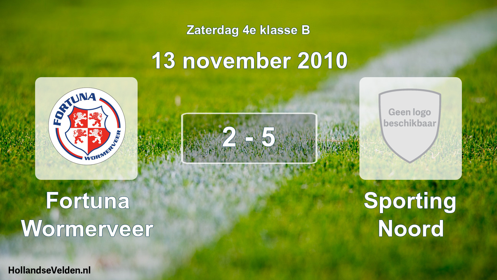 Total number of matches played: Fortuna Wormerveer - Sporting Noord 2 - 5 (13 November 2010)
