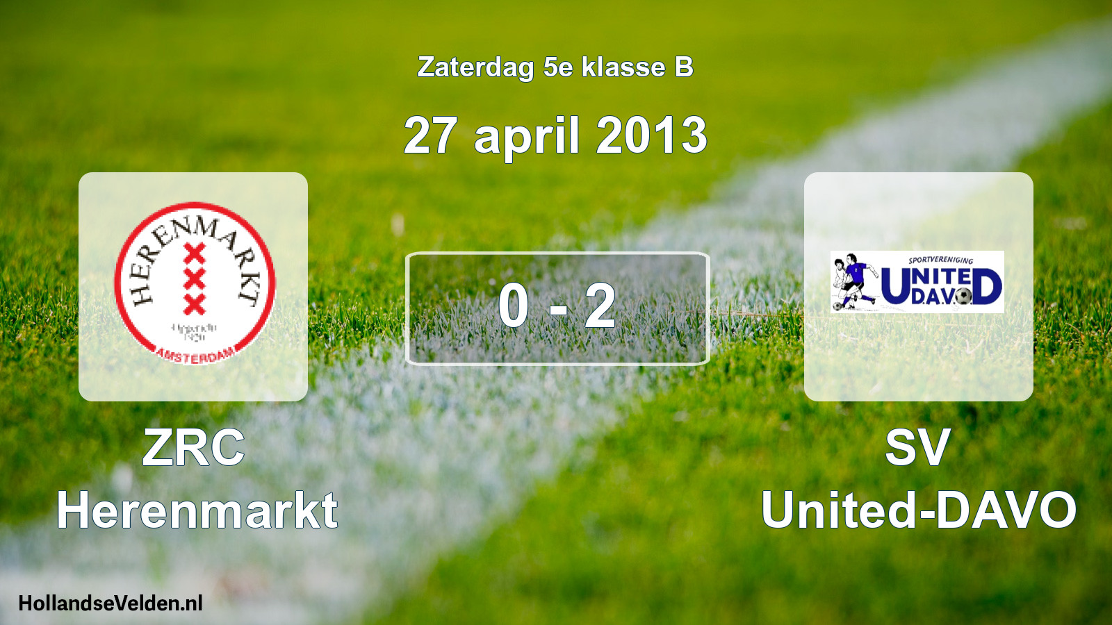 Total number of matches played: ZRC Herenmarkt - SV United-DAVO 0 - 2 (27 April 2013)
