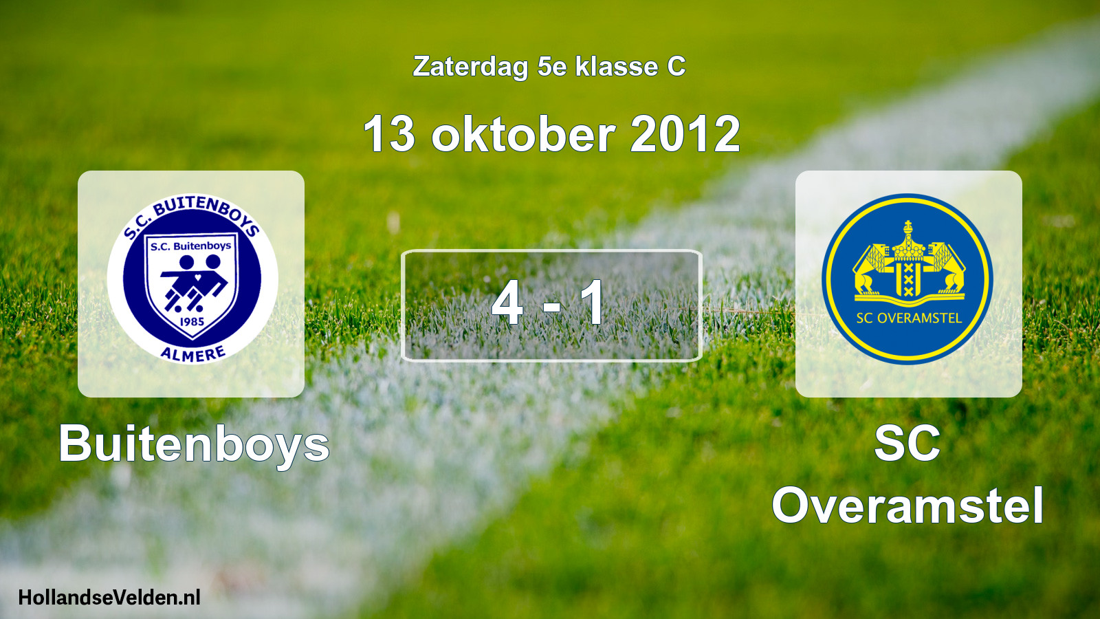 Total number of matches played: Buitenboys - SC Overamstel 4 - 1 (13 October 2012)