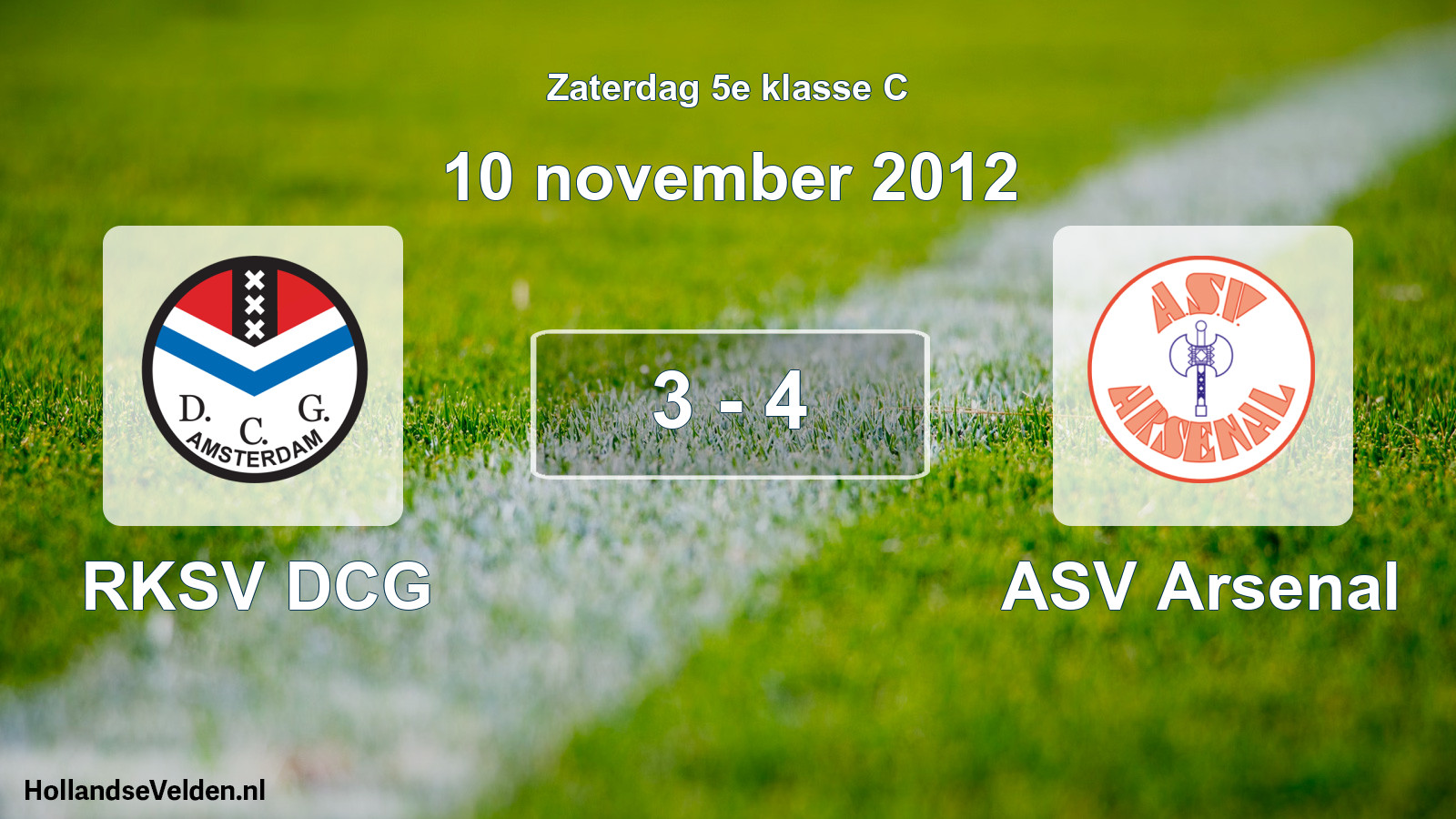 Total number of matches played: RKSV DCG - ASV Arsenal 3 - 4 (10 November 2012)