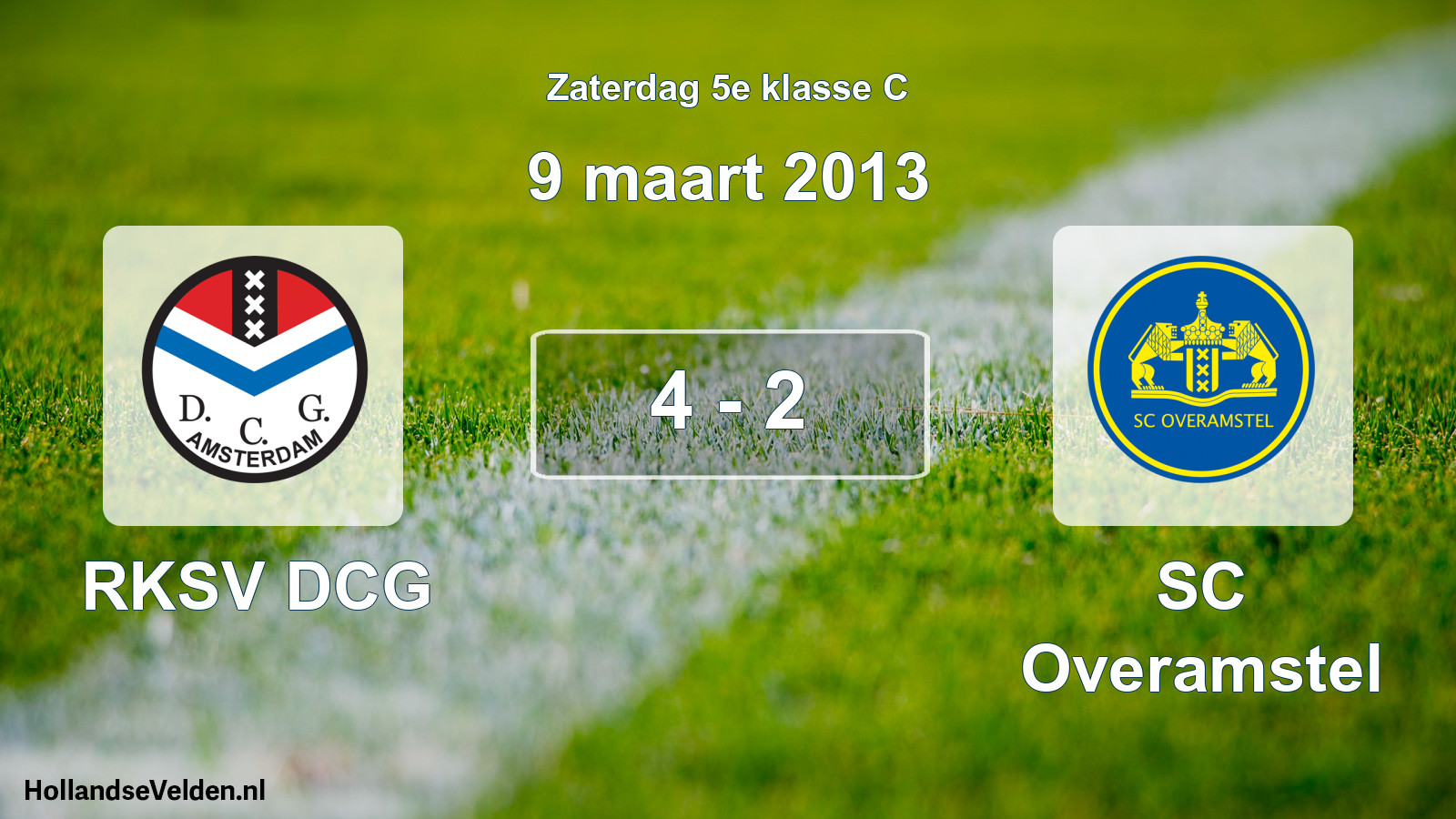 Total number of matches played: RKSV DCG - SC Overamstel 4 - 2 (9 March 2013)