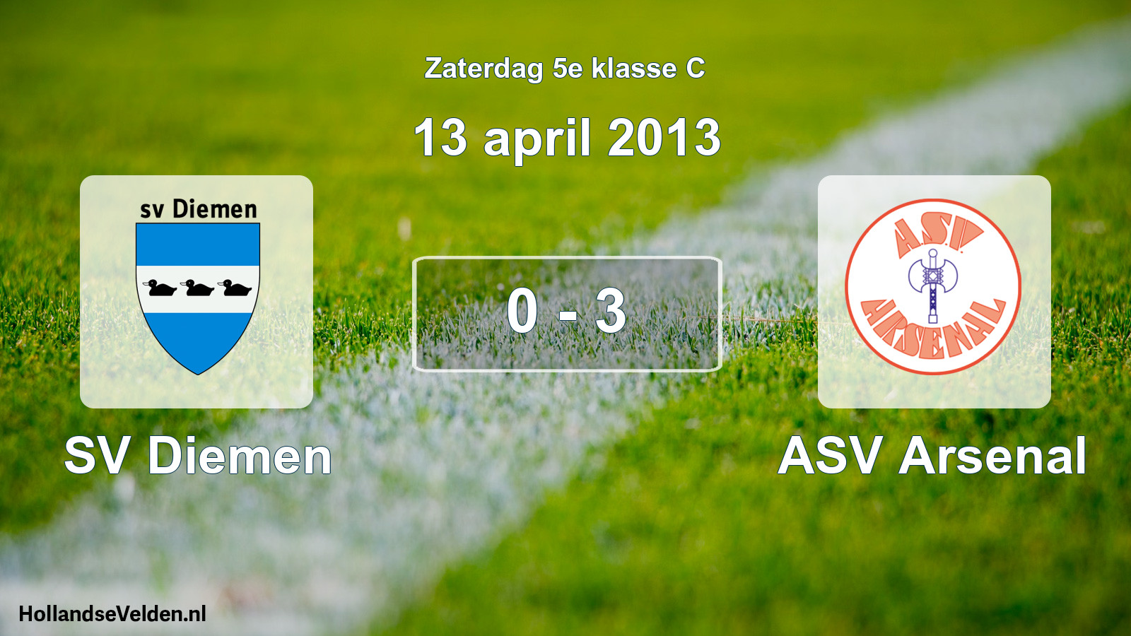 Total number of matches played: SV Diemen - ASV Arsenal 0 - 3 (13 April 2013)