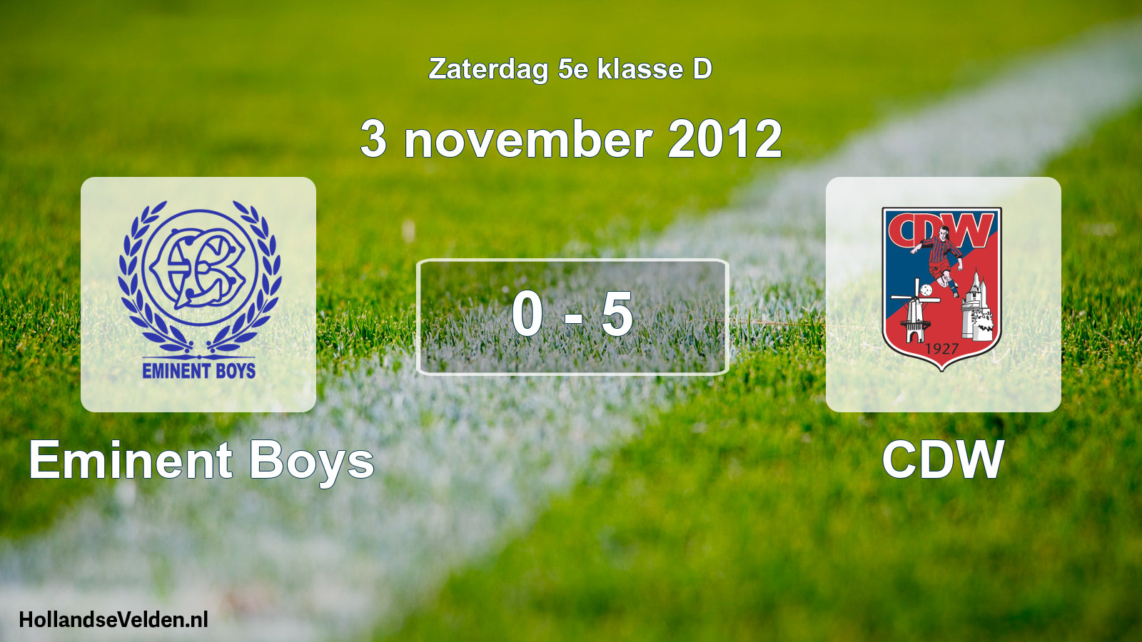 Total number of matches played: Eminent Boys - CDW 0 - 5 (3 November 2012)