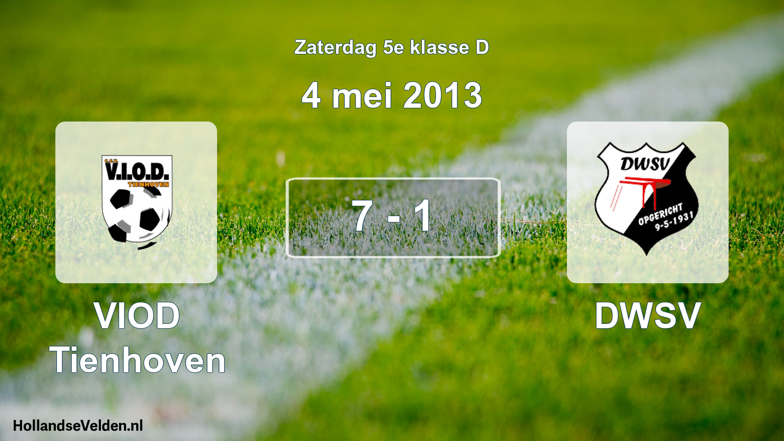 Total number of matches played: VIOD Tienhoven - DWSV 7 - 1 (4 May 2013)