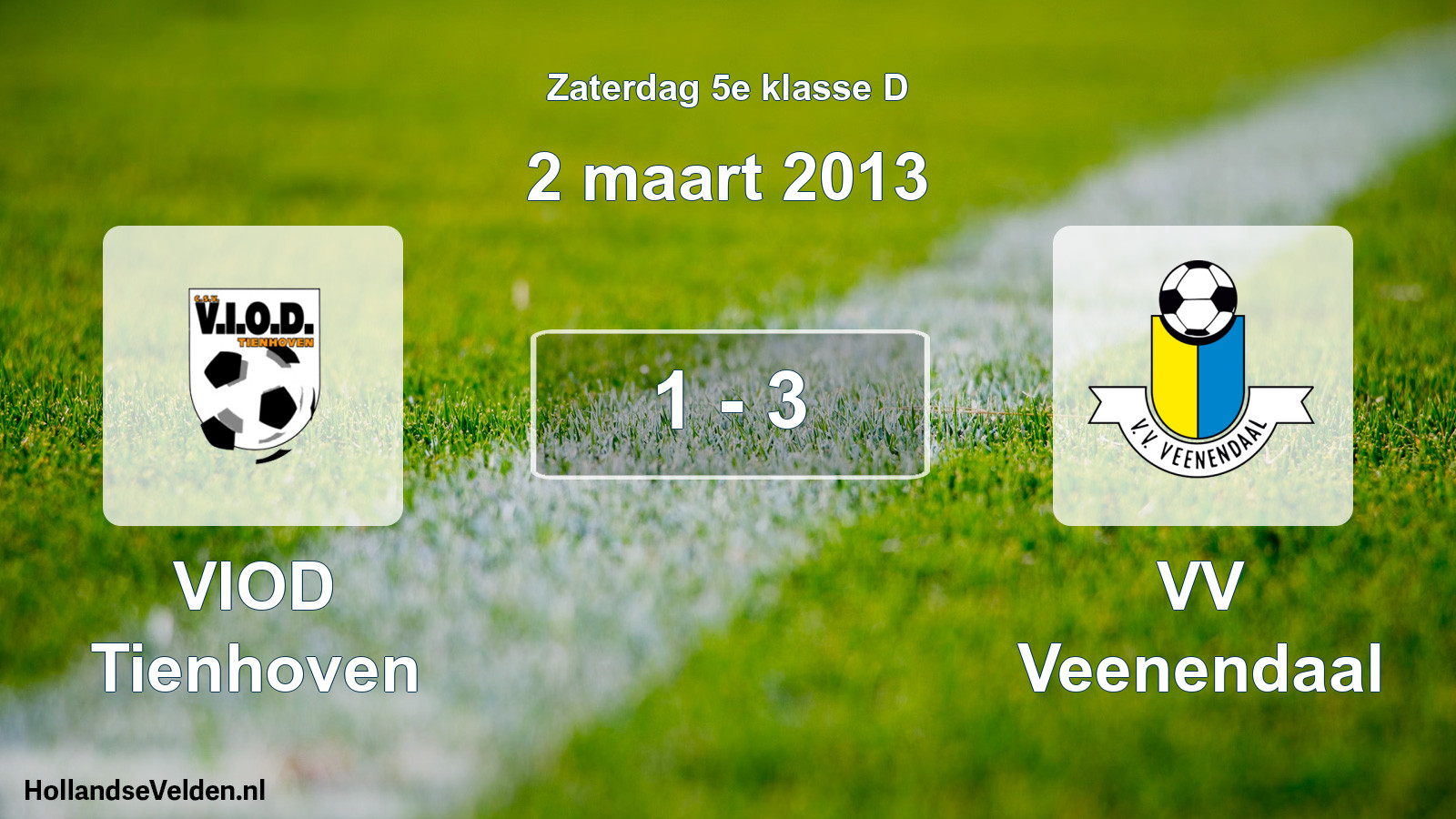 Total number of matches played: VIOD Tienhoven - VV Veenendaal 1 - 3 (2 March 2013)