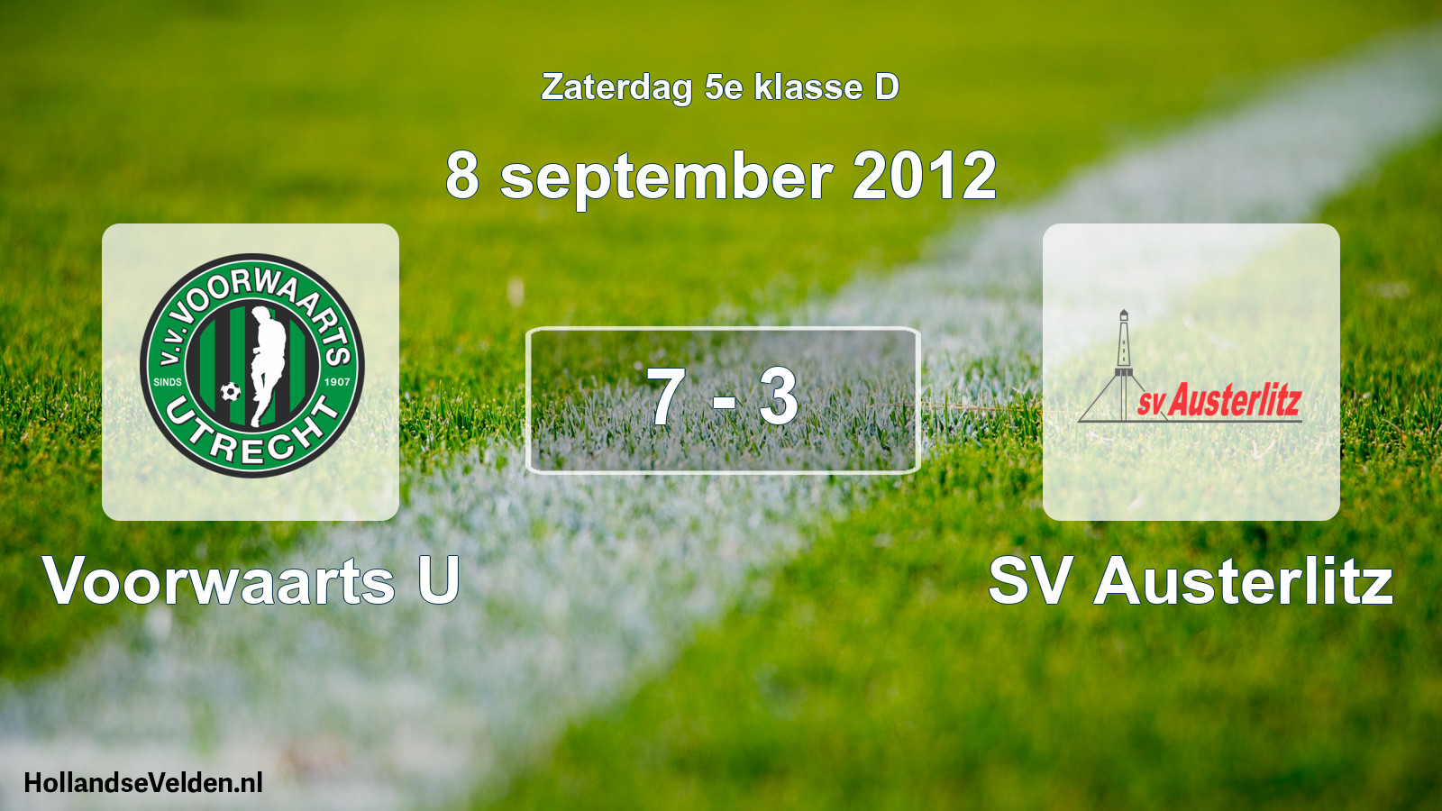 Total number of matches played: Voorwaarts U - SV Austerlitz 7 - 3 (8 September 2012)