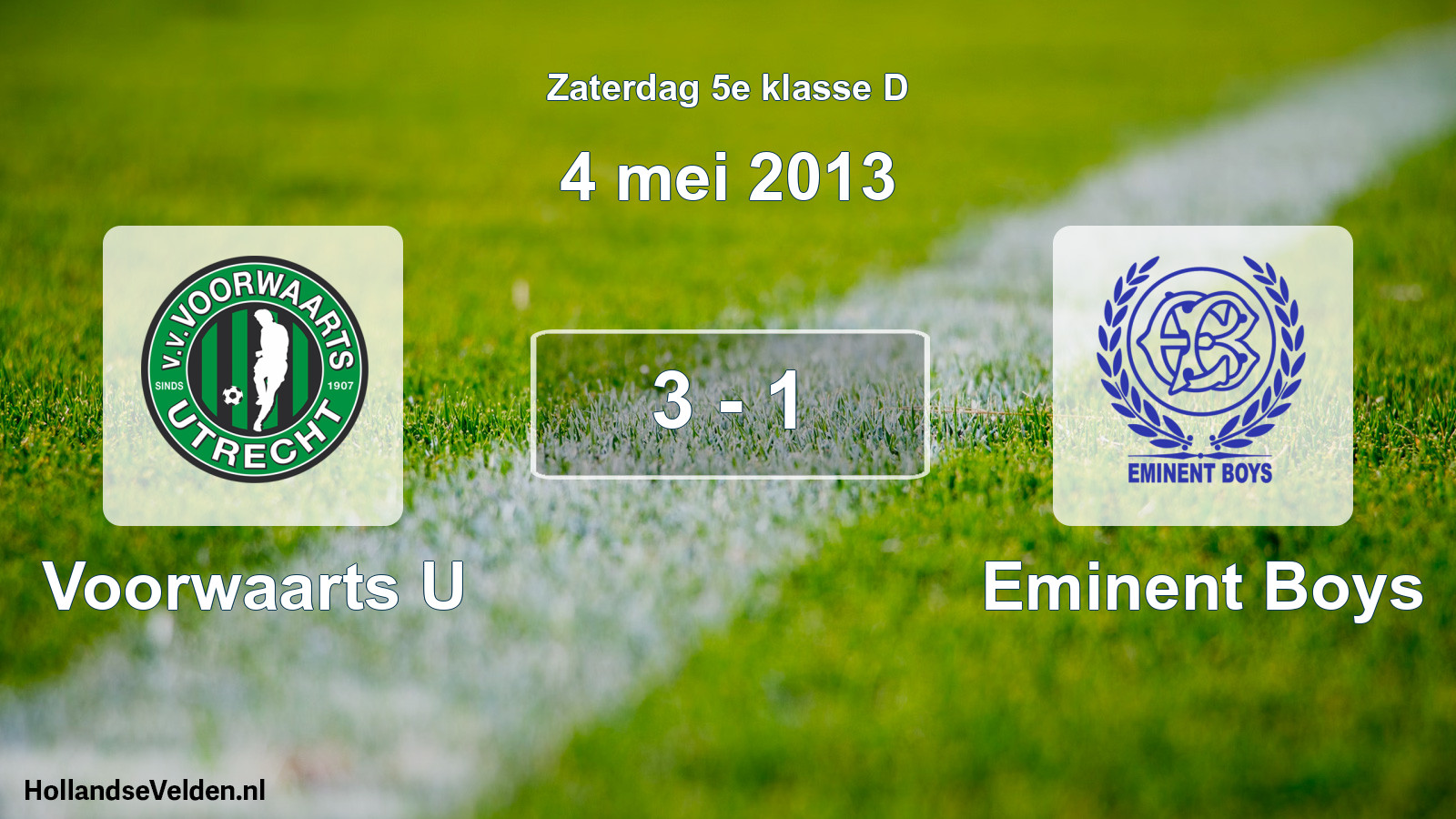 Total number of matches played: Voorwaarts U - Eminent Boys 3 - 1 (4 May 2013)
