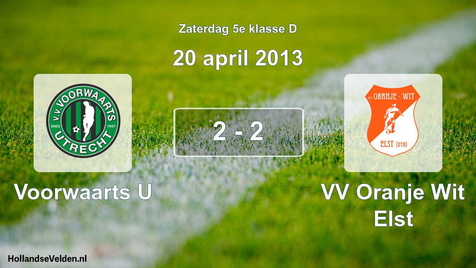 Total number of matches played: Voorwaarts U - VV Oranje Wit Elst 2 - 2 (20 April 2013)