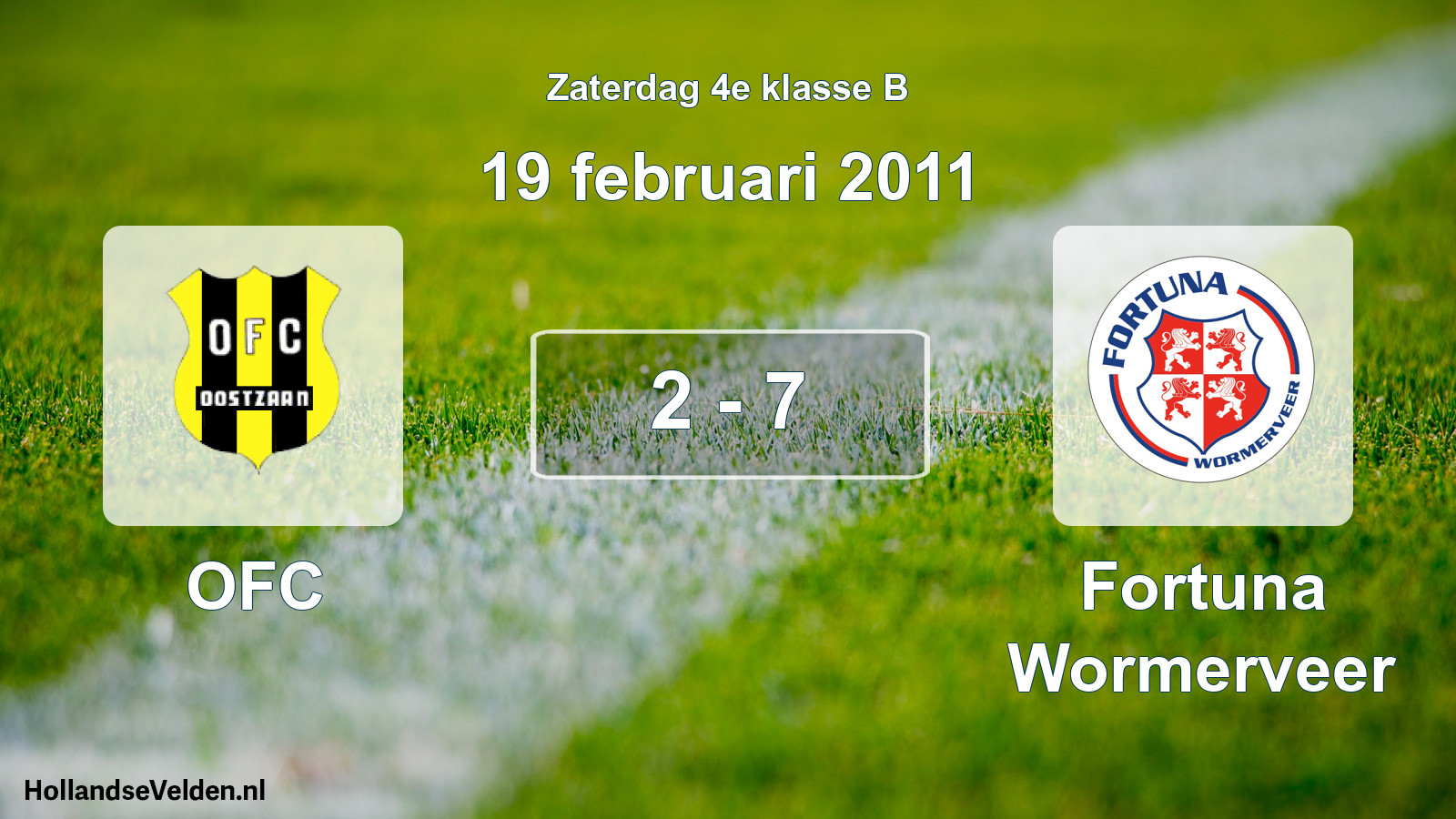 Total number of matches played: OFC - Fortuna Wormerveer 2 - 7 (19 February 2011)