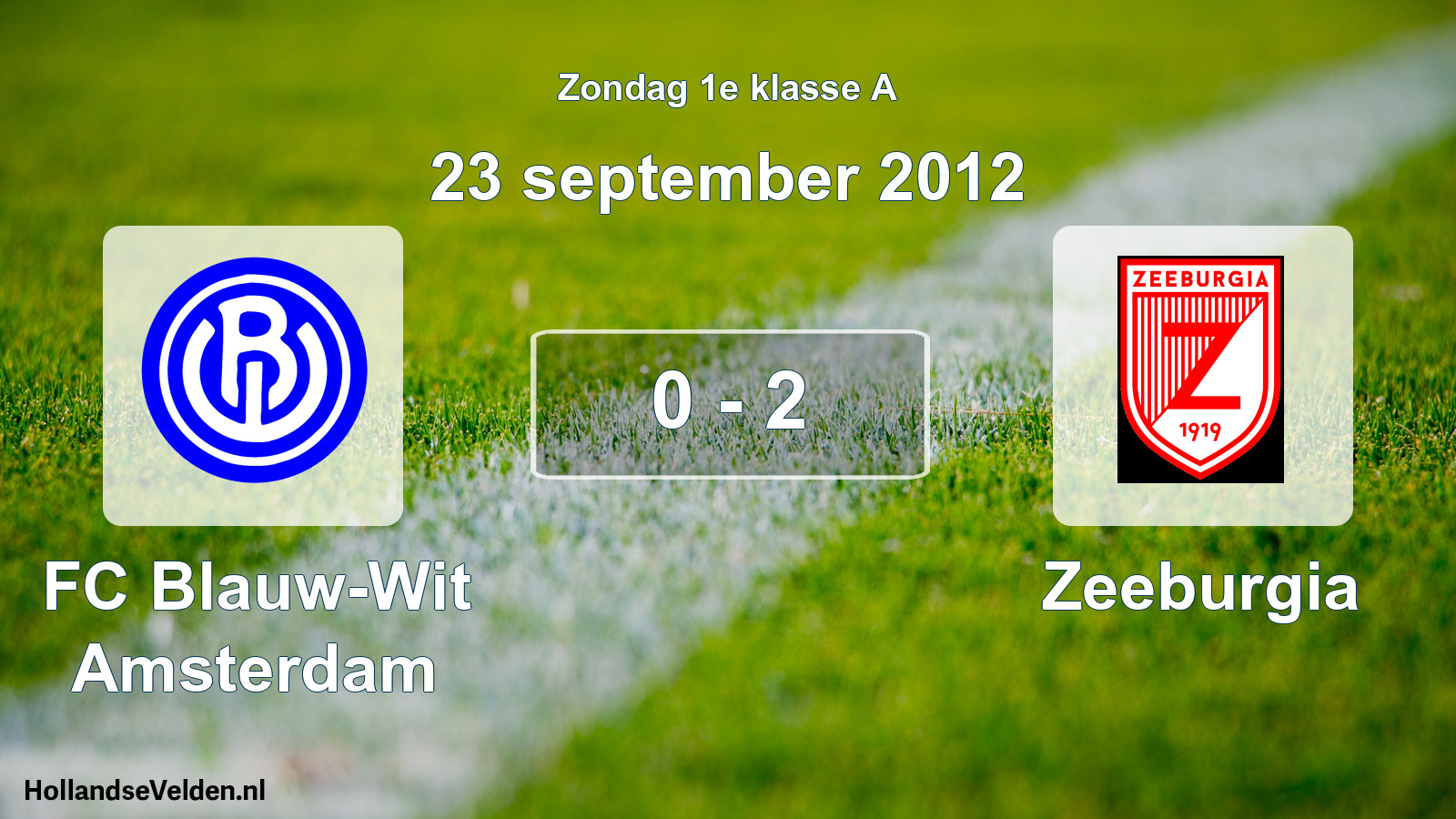 Total number of matches played: FC Blauw-Wit Amsterdam - Zeeburgia 0 - 2 (23 September 2012)