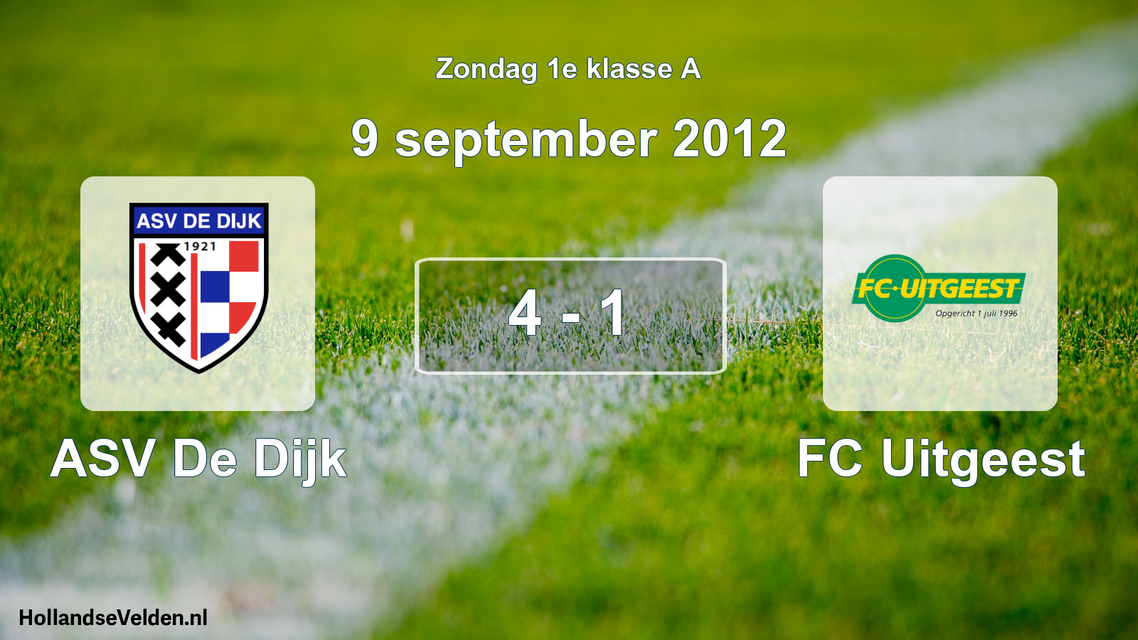 Total number of matches played: ASV De Dijk - FC Uitgeest 4 - 1 (9 September 2012)