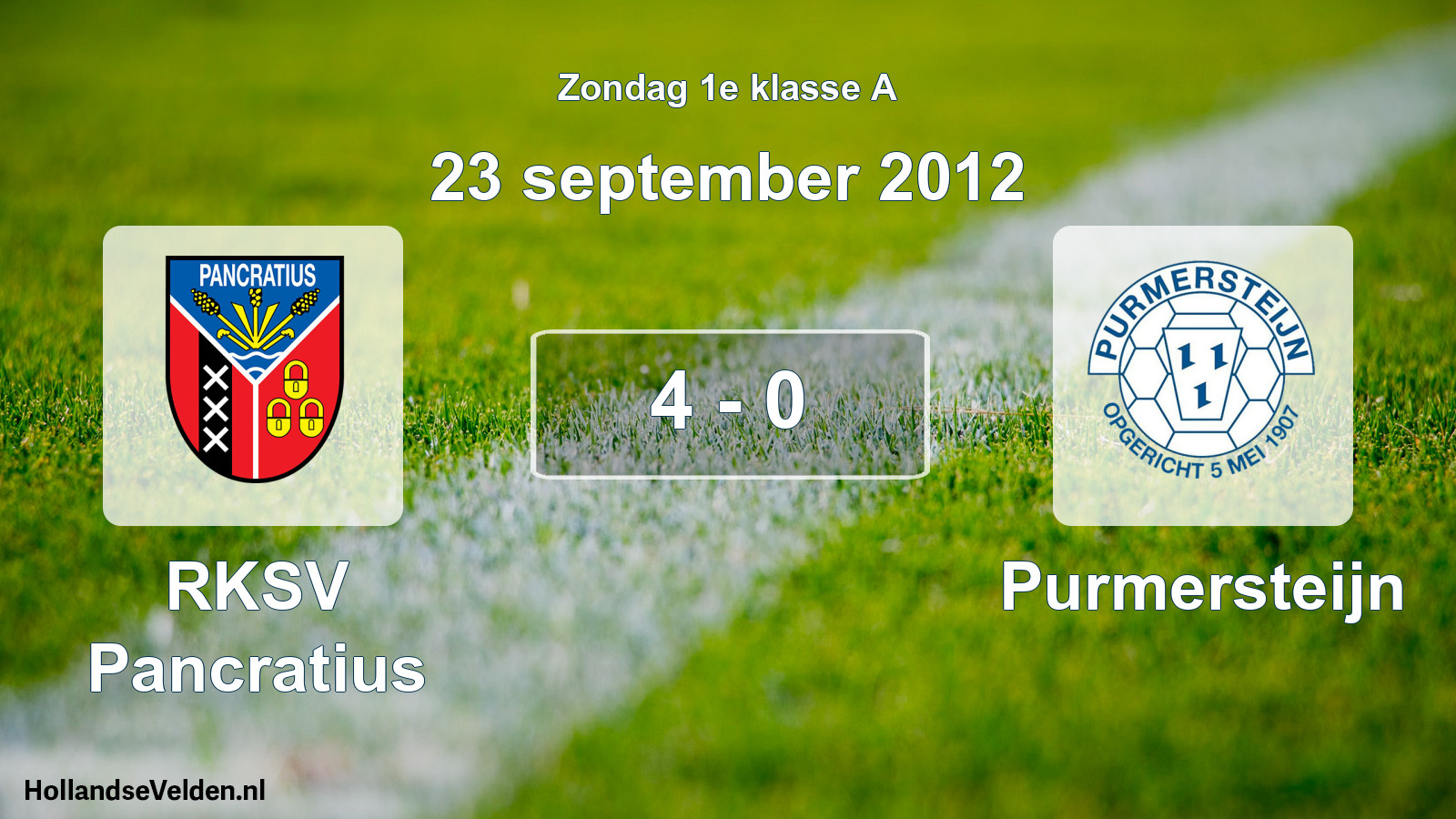 Total number of matches played: RKSV Pancratius - Purmersteijn 4 - 0 (23 September 2012)