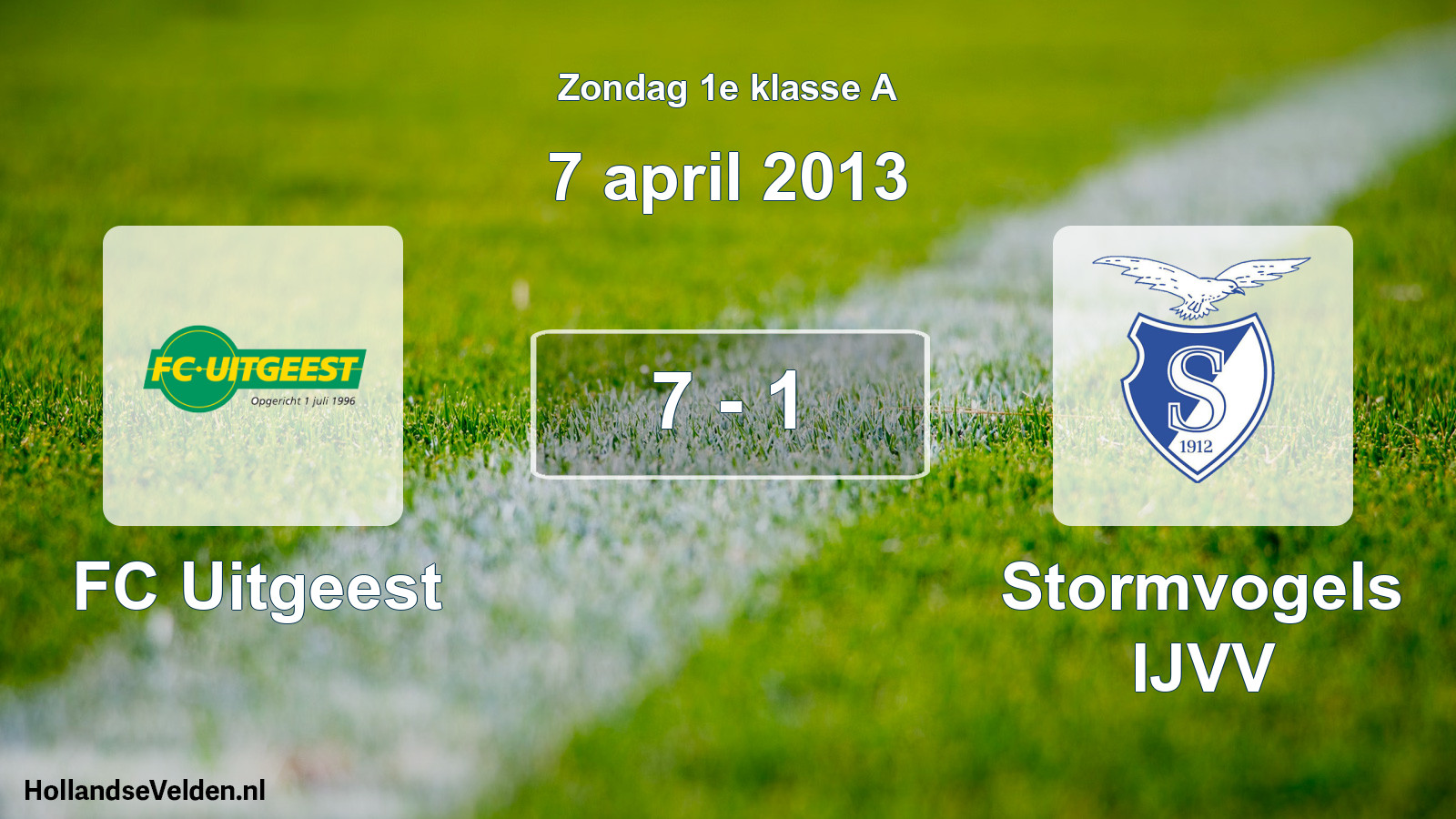 Total number of matches played: FC Uitgeest - Stormvogels IJVV 7 - 1 (7 April 2013)