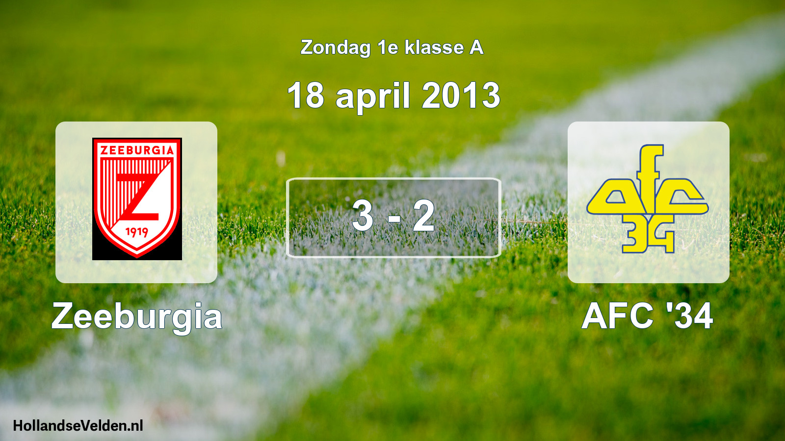 Total number of matches played: Zeeburgia - AFC '34 3 - 2 (18 April 2013)
