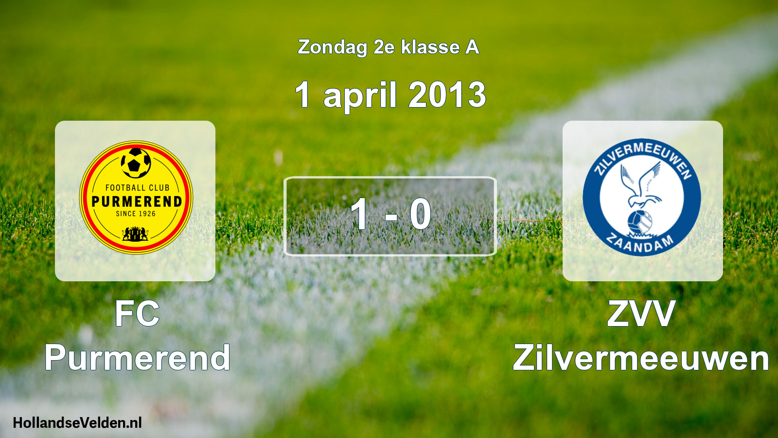 Total number of matches played: FC Purmerend - ZVV Zilvermeeuwen 1 - 0 (1 April 2013)