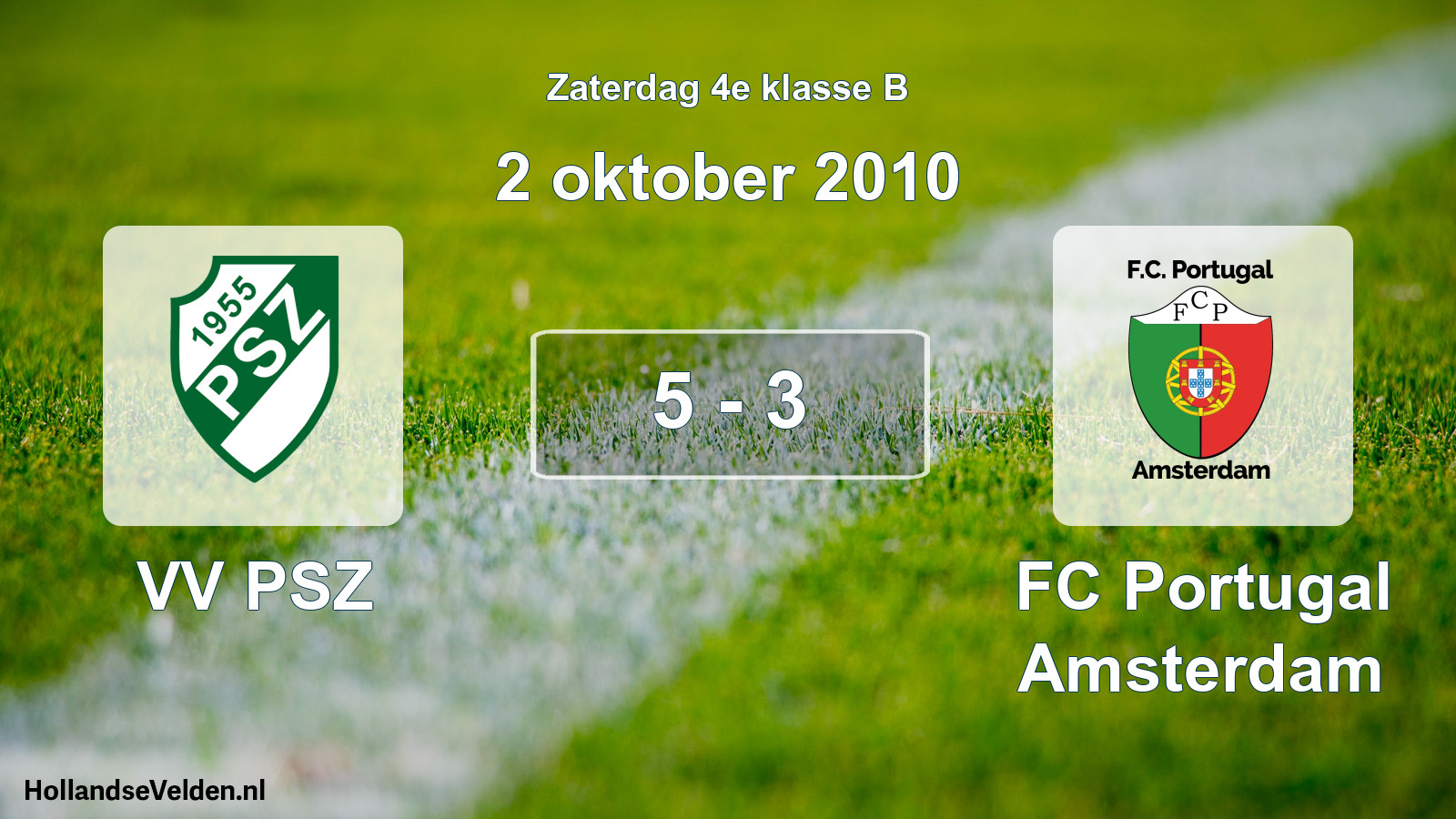 Gespeelde wedstrijd: VV PSZ - FC Portugal Amsterdam 5 - 3 (2 oktober 2010)