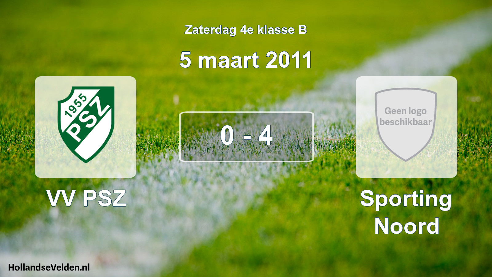 Total number of matches played: VV PSZ - Sporting Noord 0 - 4 (5 March 2011)