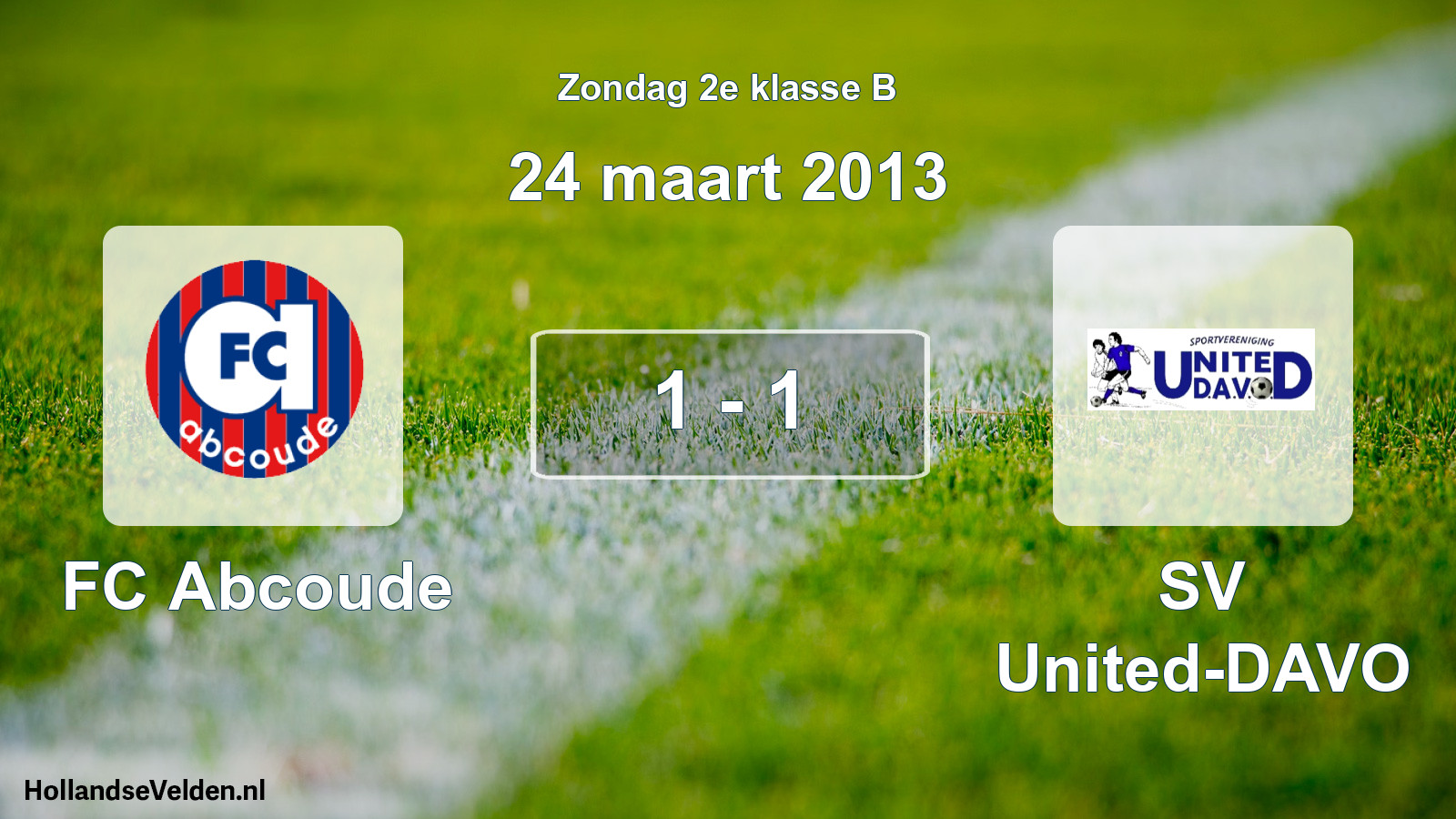 Total number of matches played: FC Abcoude - SV United-DAVO 1 - 1 (24 March 2013)