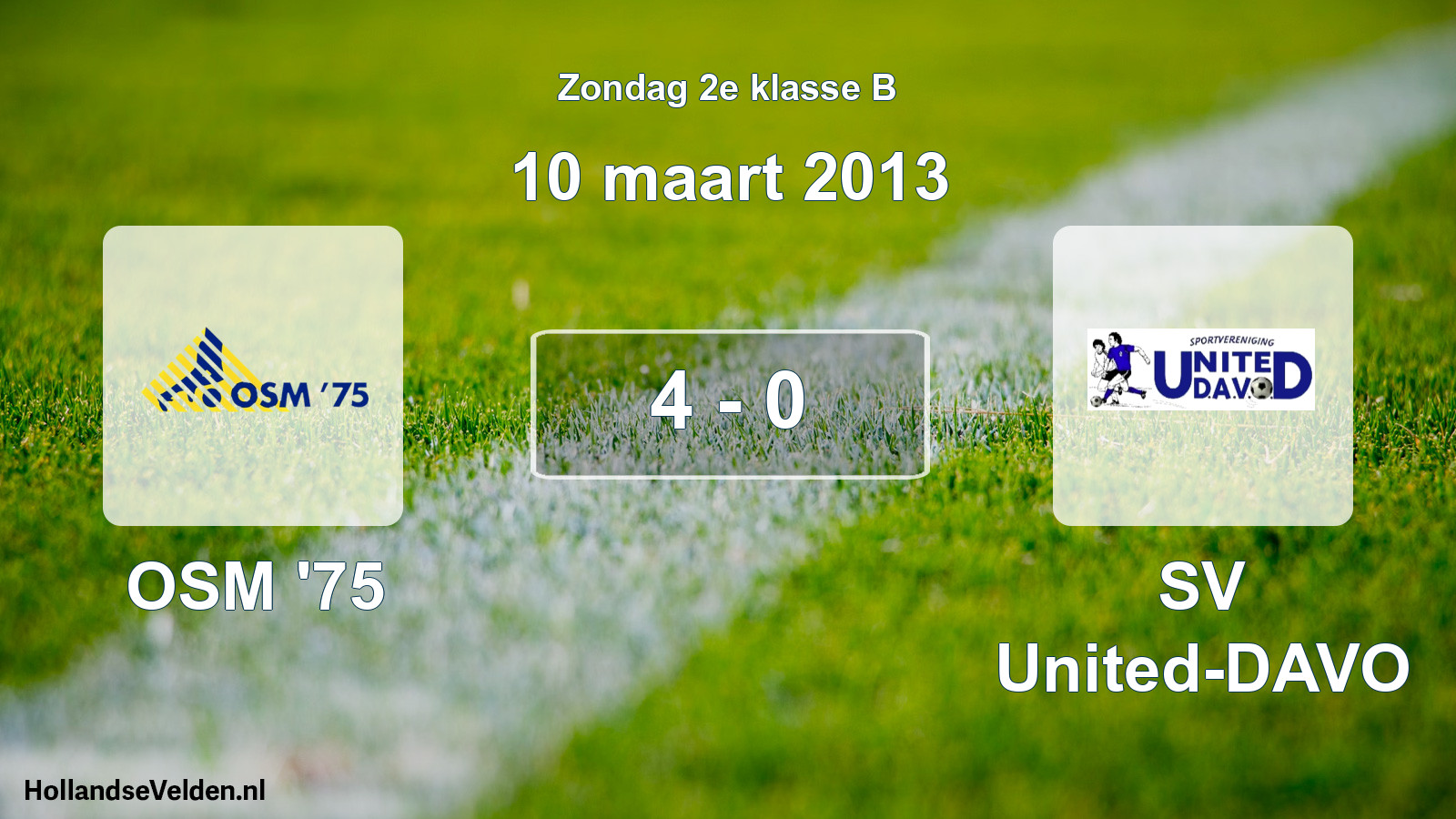 Total number of matches played: OSM '75 - SV United-DAVO 4 - 0 (10 March 2013)