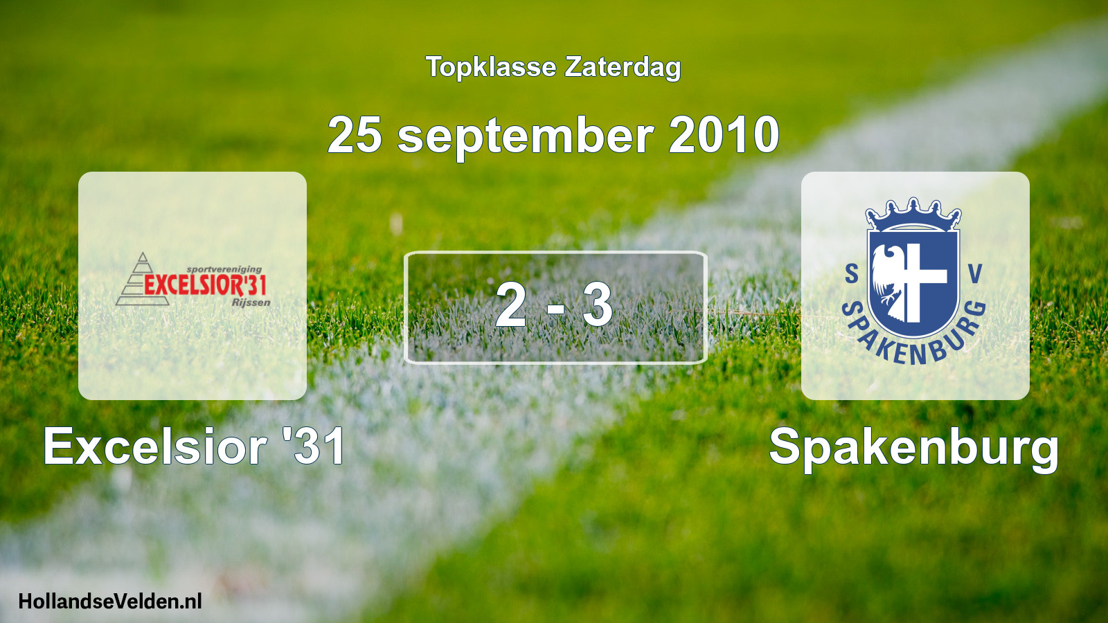 Total number of matches played: Excelsior '31 - Spakenburg 2 - 3 (25 September 2010)