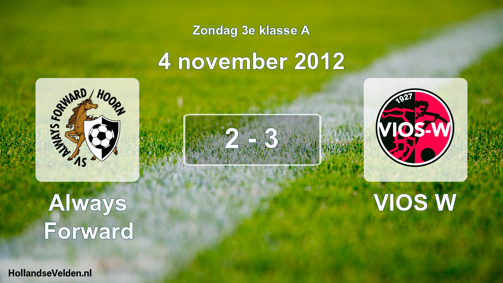 Total number of matches played: Always Forward - VIOS W 2 - 3 (4 November 2012)