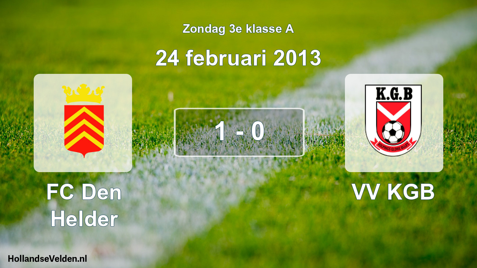 Total number of matches played: FC Den Helder - VV KGB 1 - 0 (24 February 2013)