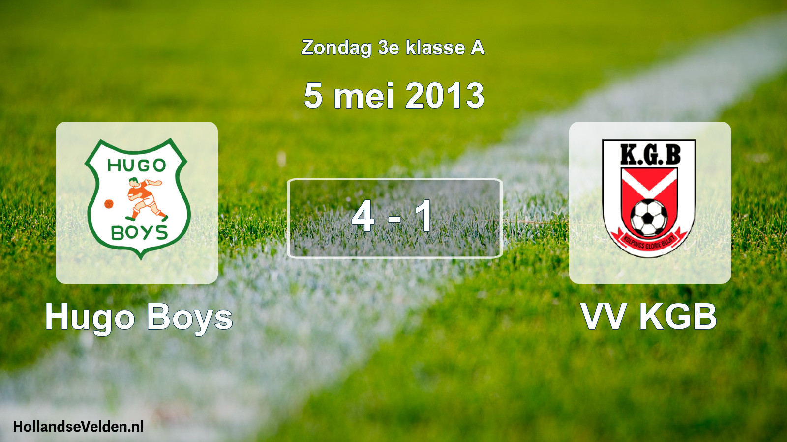 Total number of matches played: Hugo Boys - VV KGB 4 - 1 (5 May 2013)