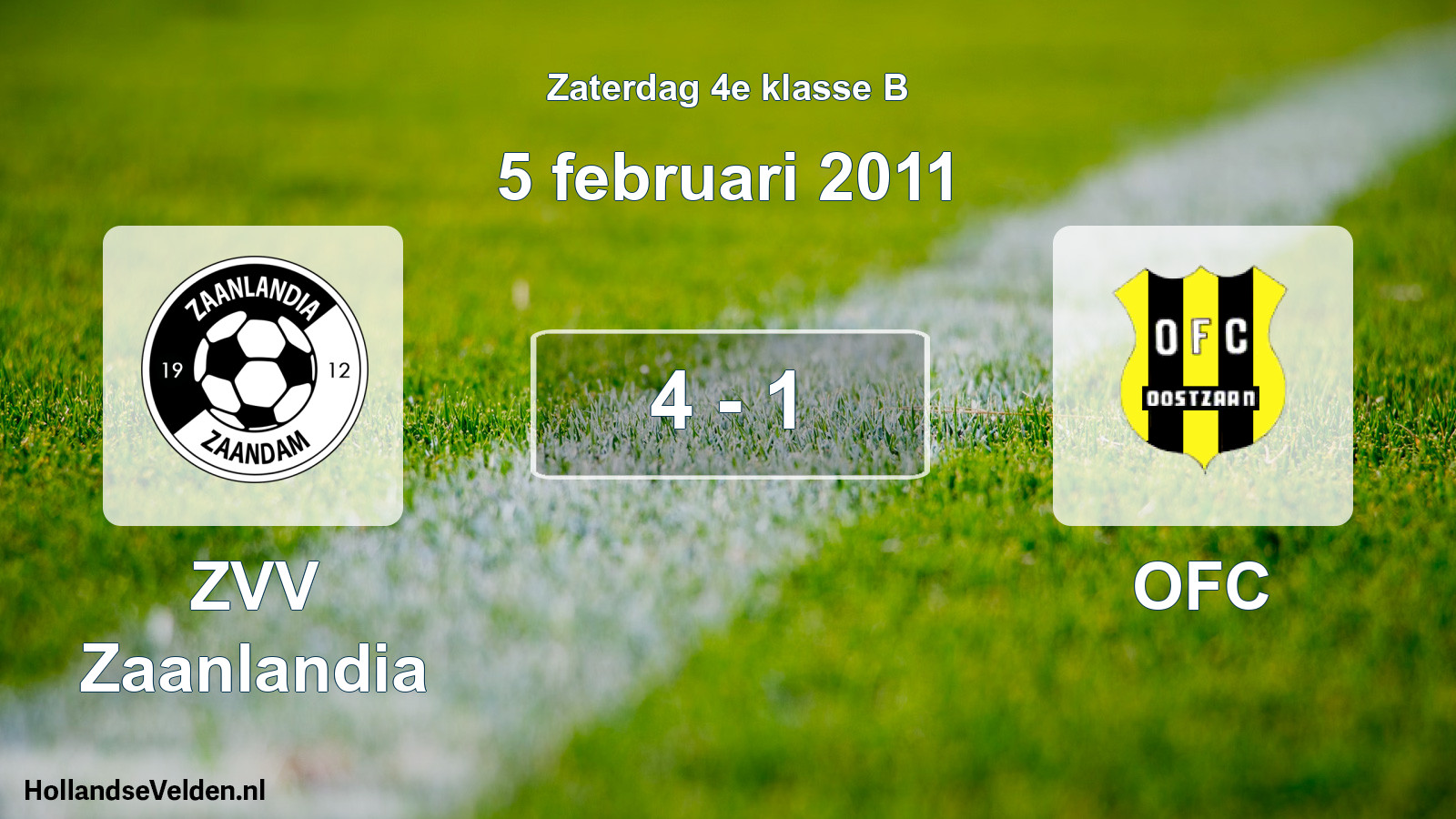 Total number of matches played: ZVV Zaanlandia - OFC 4 - 1 (5 February 2011)