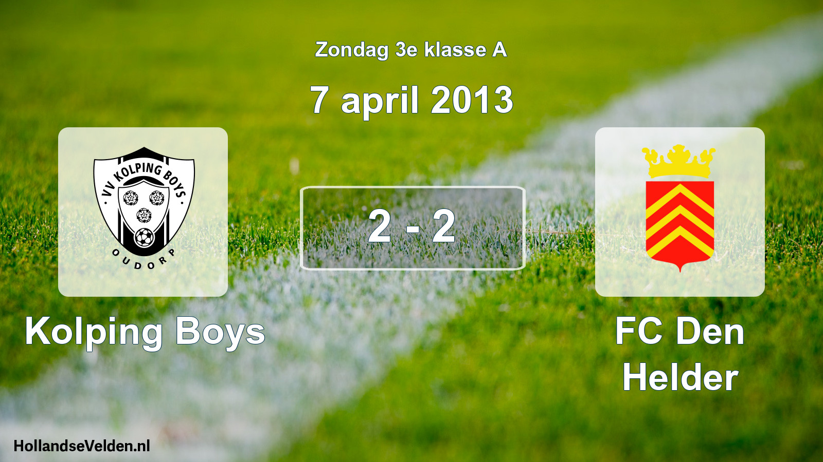 Total number of matches played: Kolping Boys - FC Den Helder 2 - 2 (7 April 2013)