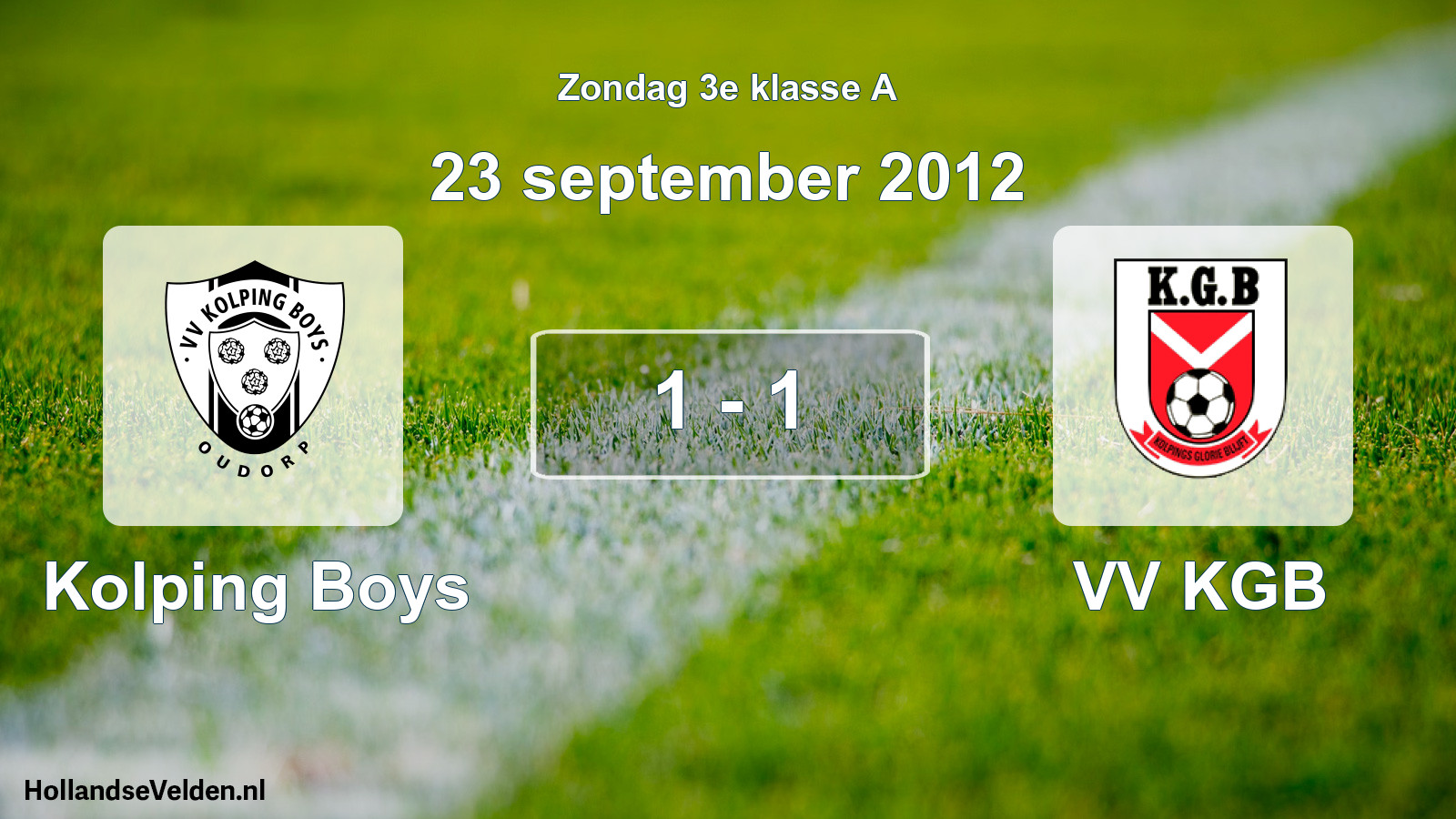 Total number of matches played: Kolping Boys - VV KGB 1 - 1 (23 September 2012)