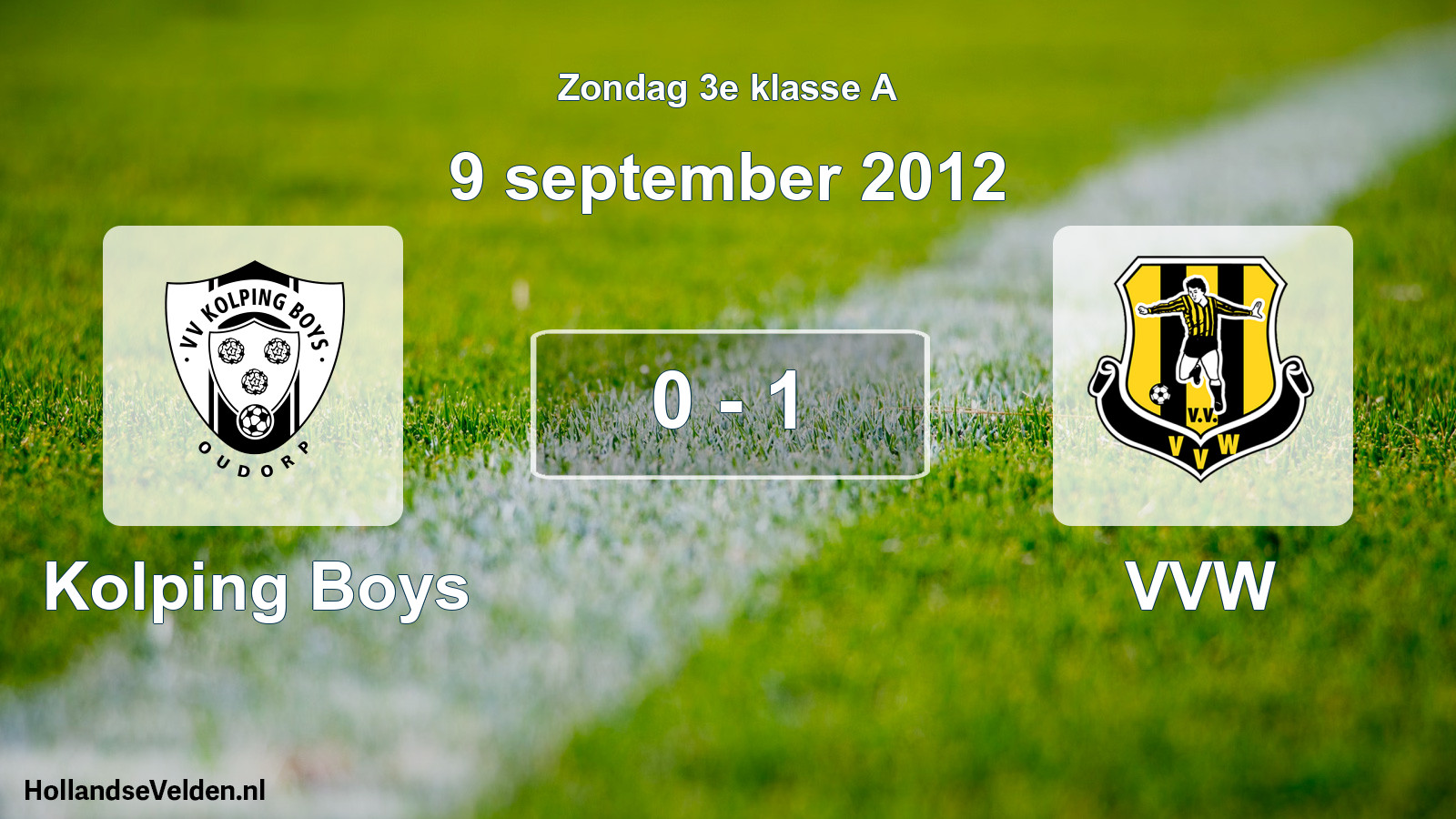 Total number of matches played: Kolping Boys - VVW 0 - 1 (9 September 2012)