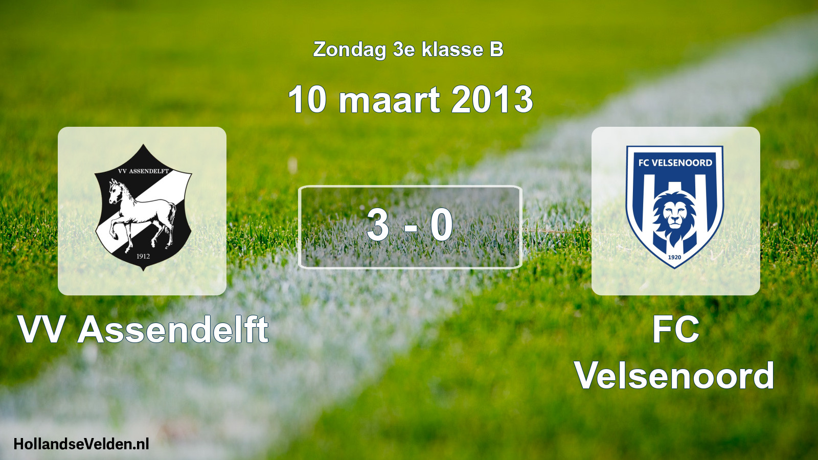 Total number of matches played: VV Assendelft - FC Velsenoord 3 - 0 (10 March 2013)