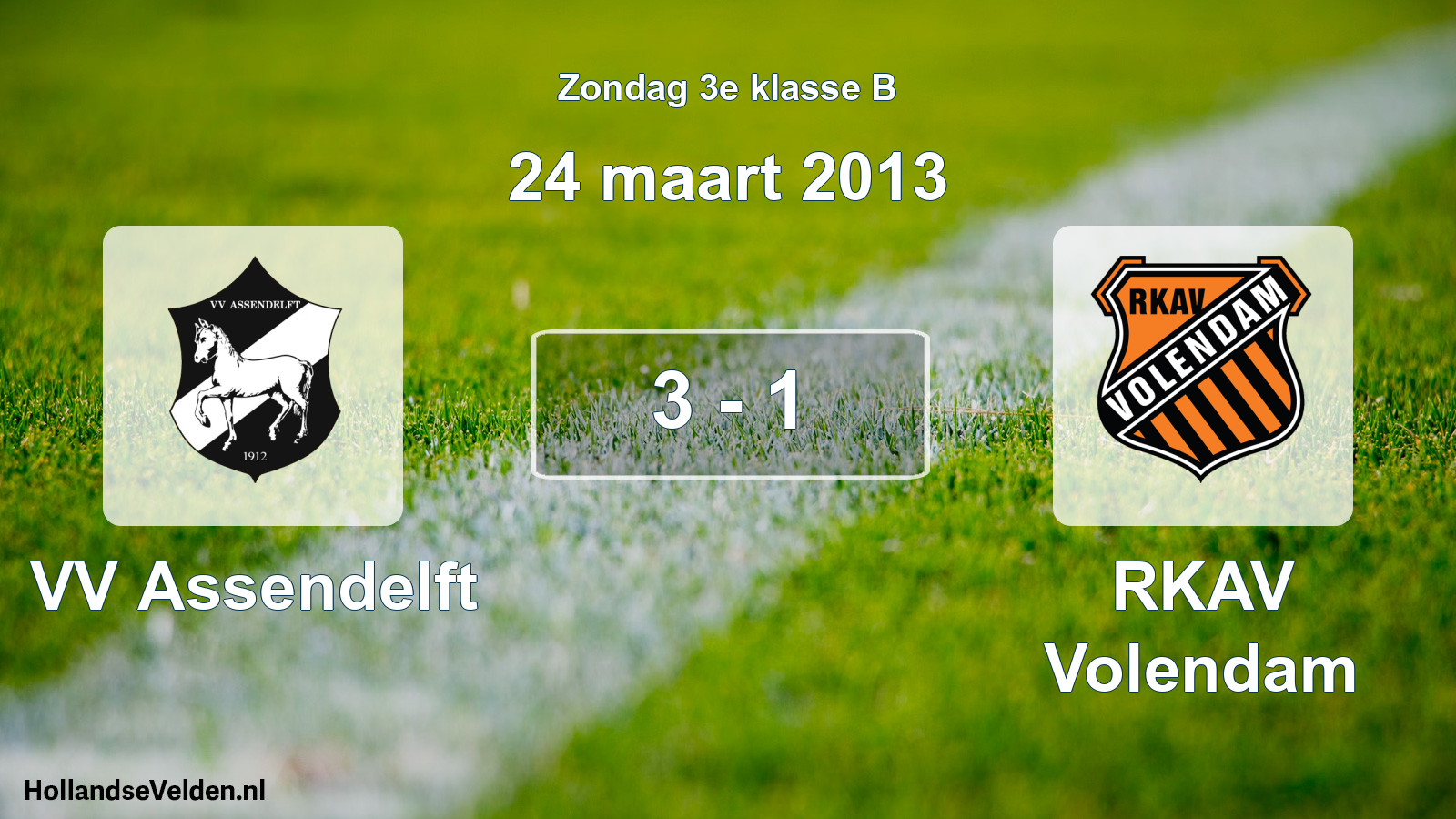 Total number of matches played: VV Assendelft - RKAV Volendam 3 - 1 (24 March 2013)