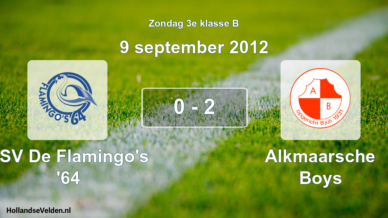 Total number of matches played: ASV De Flamingo's '64 - Alkmaarsche Boys 0 - 2 (9 September 2012)