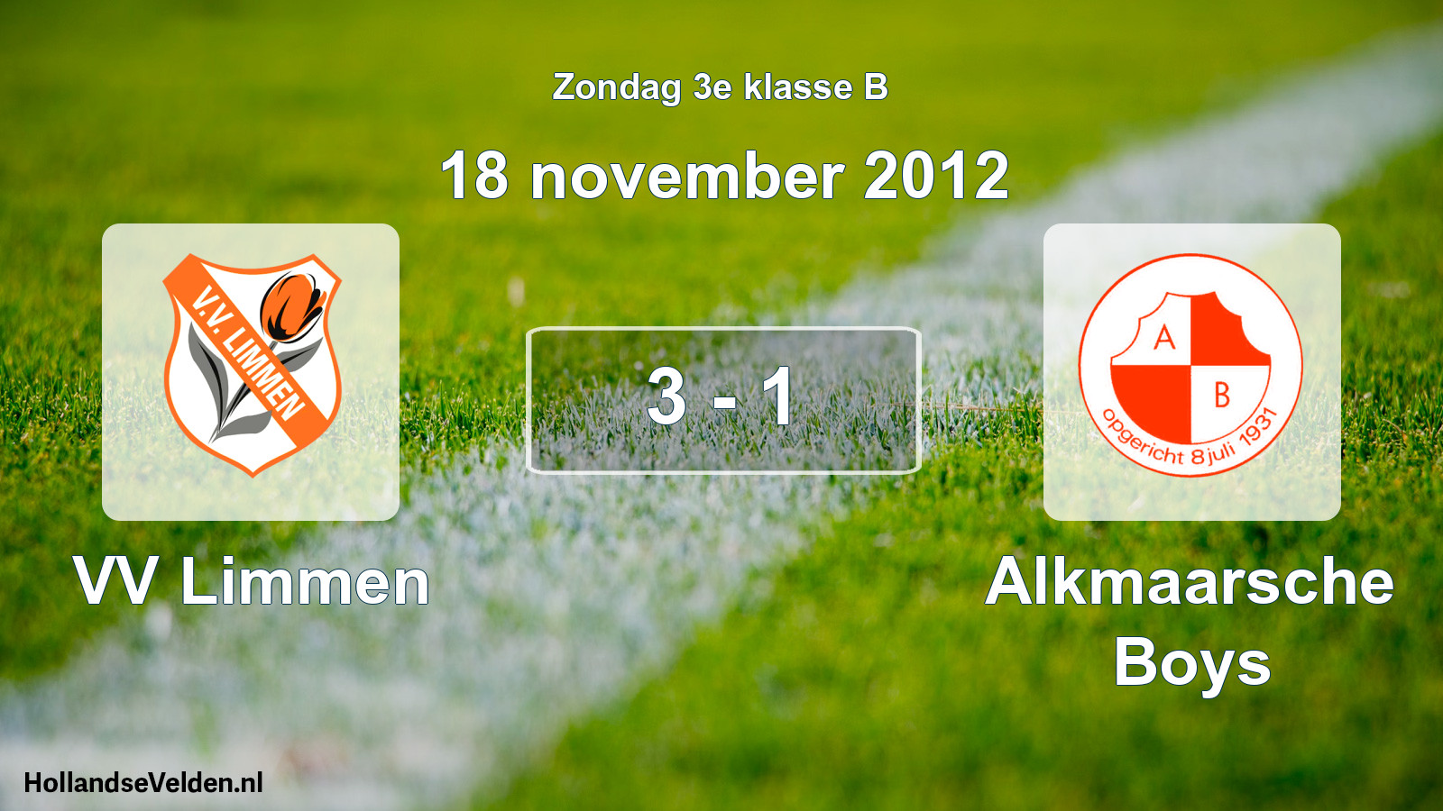Total number of matches played: VV Limmen - Alkmaarsche Boys 3 - 1 (18 November 2012)