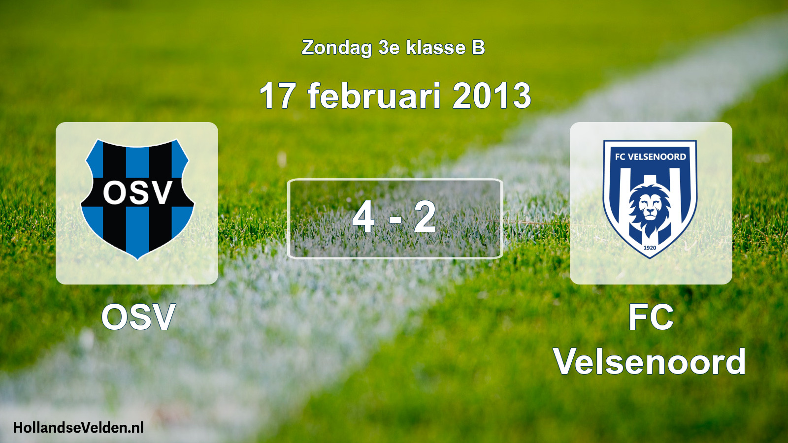 Total number of matches played: OSV - FC Velsenoord 4 - 2 (17 February 2013)