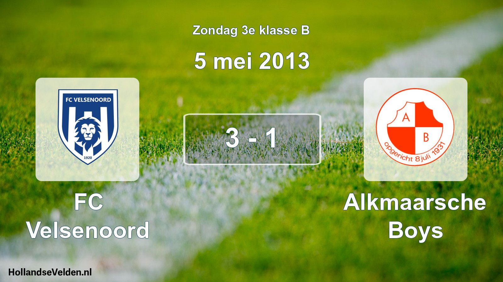 Total number of matches played: FC Velsenoord - Alkmaarsche Boys 3 - 1 (5 May 2013)