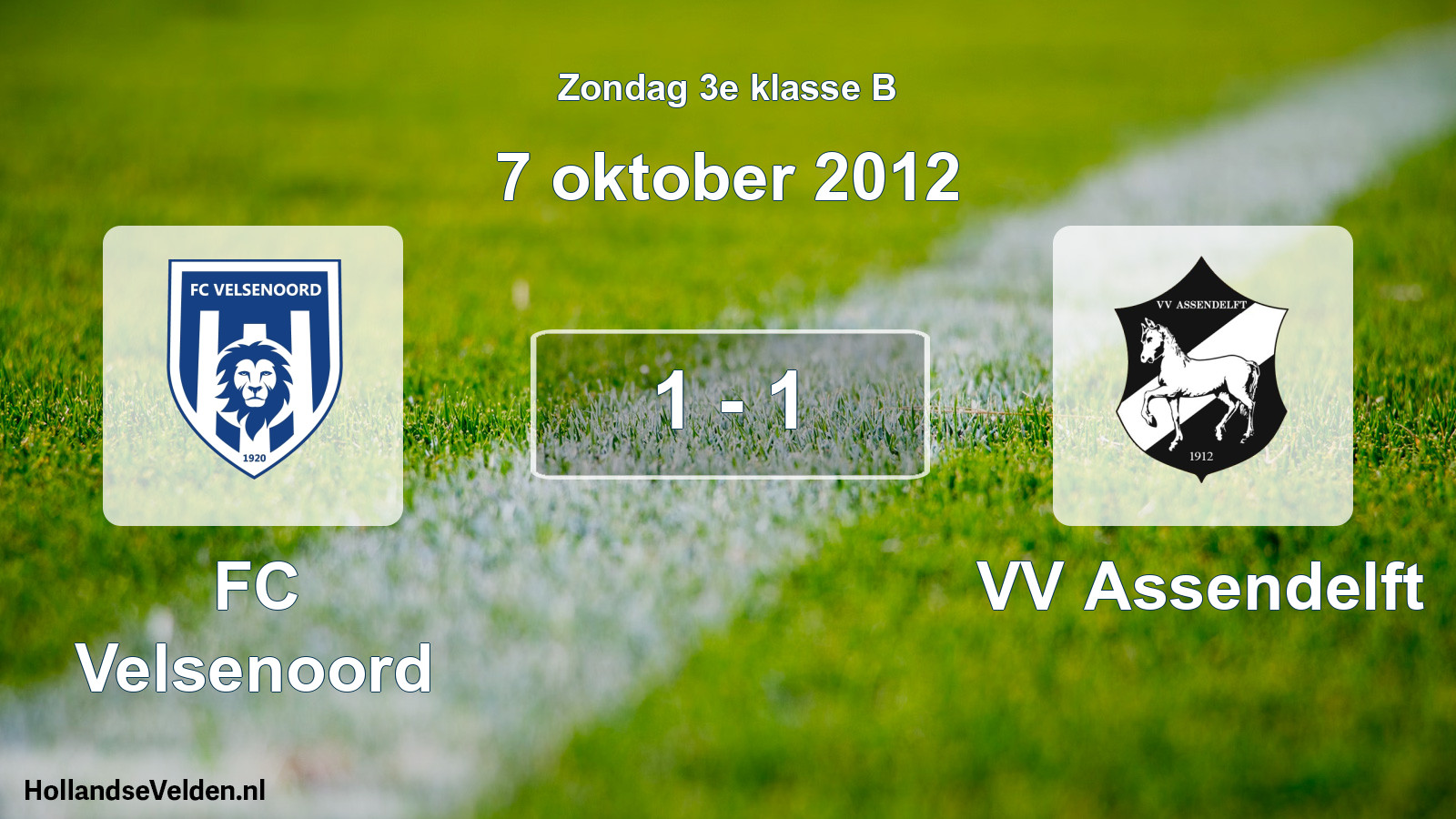 Total number of matches played: FC Velsenoord - VV Assendelft 1 - 1 (7 October 2012)