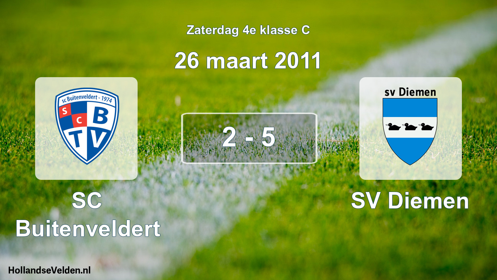 Total number of matches played: SC Buitenveldert - SV Diemen 2 - 5 (26 March 2011)