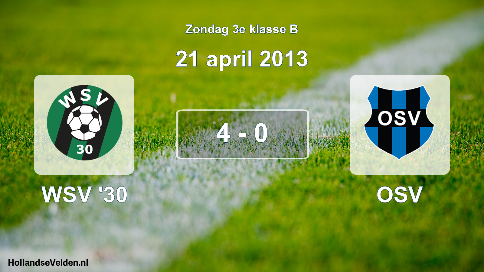 Total number of matches played: WSV '30 - OSV 4 - 0 (21 April 2013)