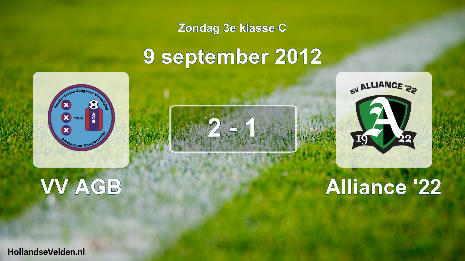 Total number of matches played: VV AGB - Alliance '22 2 - 1 (9 September 2012)