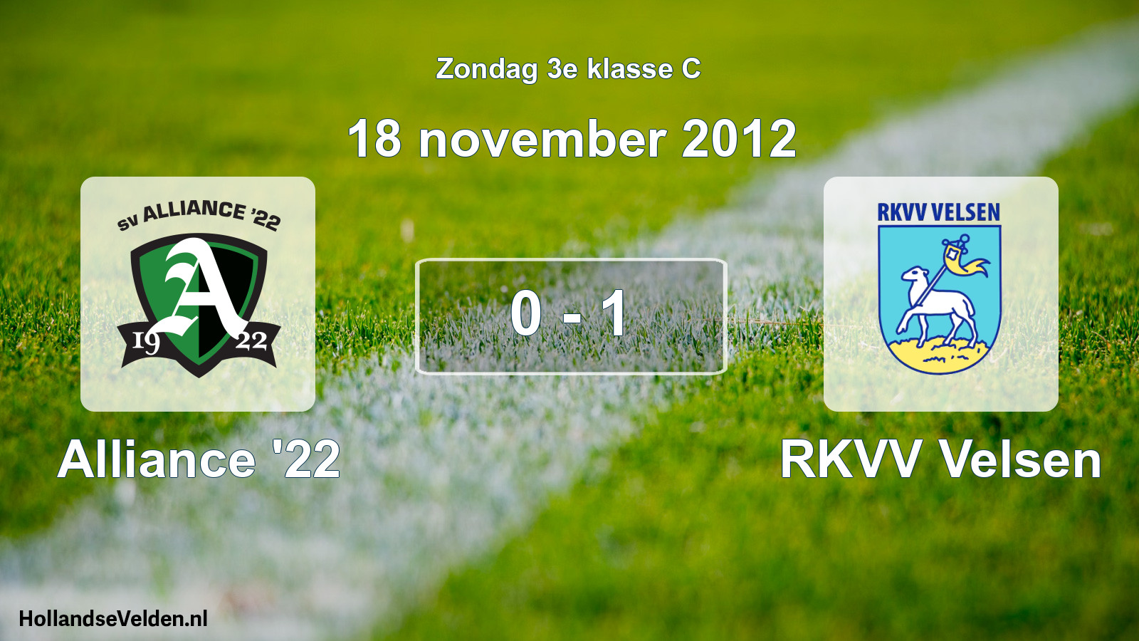 Total number of matches played: Alliance '22 - RKVV Velsen 0 - 1 (18 November 2012)