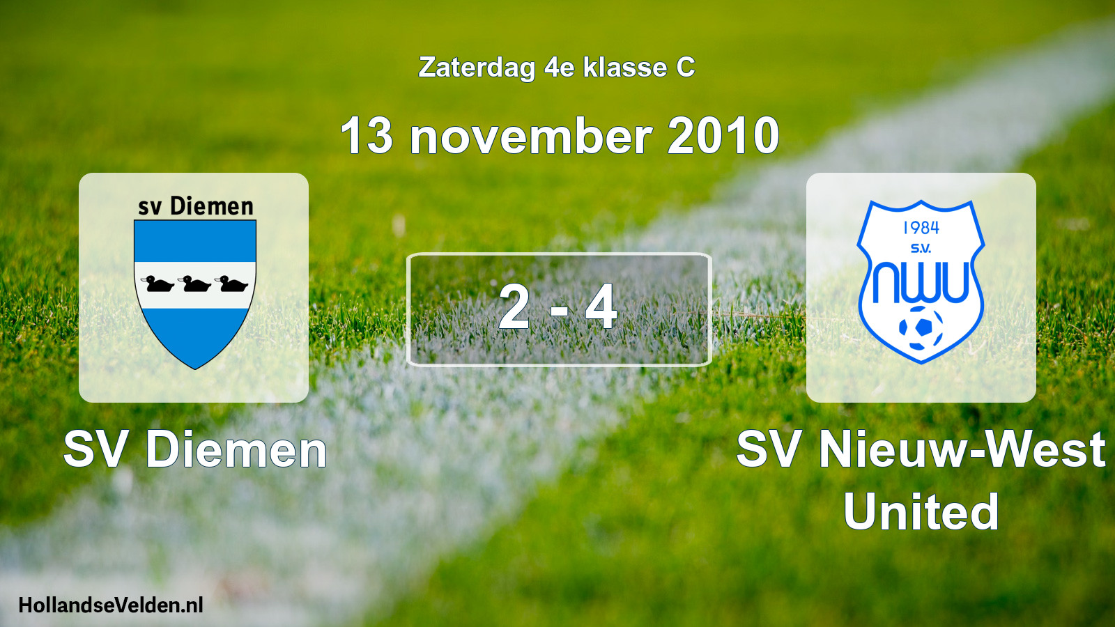 Total number of matches played: SV Diemen - SV Nieuw-West United 2 - 4 (13 November 2010)